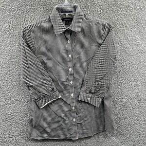 Lands End Womens Shirt 2 Gingham Office Work Button Front Supima Cotton No Iron
